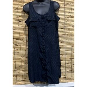 Gap Womens Racerback Shift Dress Navy‎ Blue Green Polka Dot Button Front XS